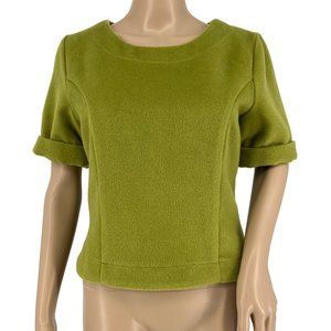 Reverse short sleeve top 6 chartreuse green fuzzy fleece